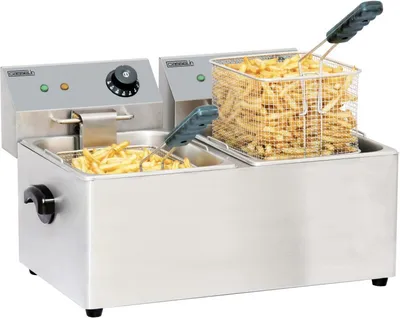 Casselin Fritteuse mit 2 Becken zu je 8l - Edelstahl - mit Sicherheitsthermostat Casselin  CFE82