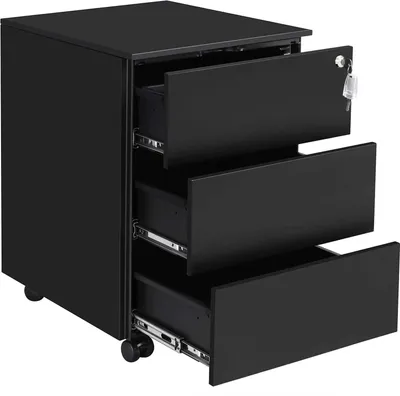 Produktbild von Famanu Rolcontainer - Stahlschrank mit 3 Schubladen - Schwarz