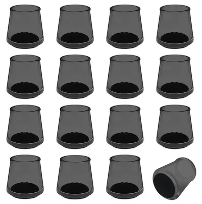 Produktbild von Stuhlbeinkappen rund 35mm für 26-30mm schwarz aus TPE mit Filz 16 Stück