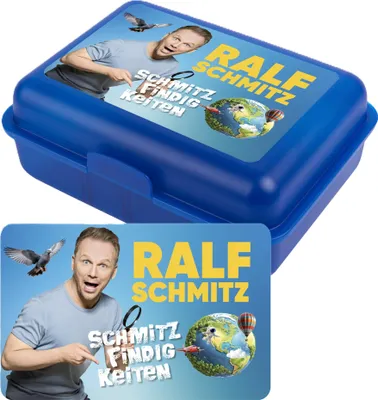 Produktbild von Ralf Schmitz Brotdose - Schmitzfindigkeiten Butterbrotdose mit Trennwand Lunchbox Blau