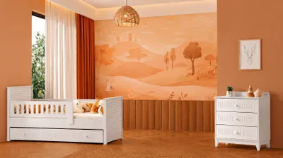Produktbild von Modernes Kinderzimmer Set mit Kinderbett und passender Kommode