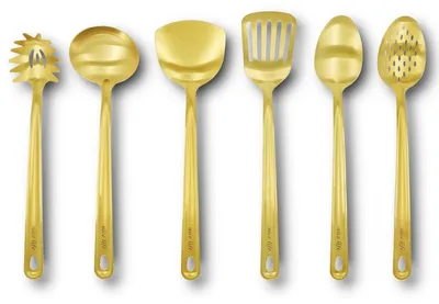 6-teiliges Edelstahl-Küchenhelfer-Set, gold