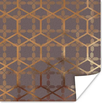 Produktbild von MuchoWow® Poster Muster - Gold - Lila 75x75 cm - Wand Dekoration