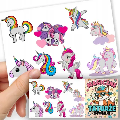 Produktbild von ABWASCHBARE KINDERTATTOOS TEMPORAER - Einhorn UNICORN - 8 St.