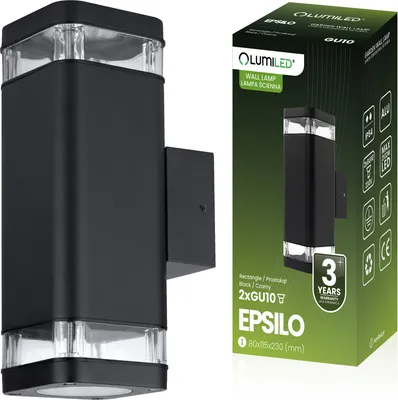 Produktbild von LUMILED Außenwandleuchte Wandlampe aussen Außenleuchte Wand GU10 Fassung Außenbeleuchtung Wandleuchter Gartenleuchte Terrasse Haus Fassade IP54 schwarz oben und unten