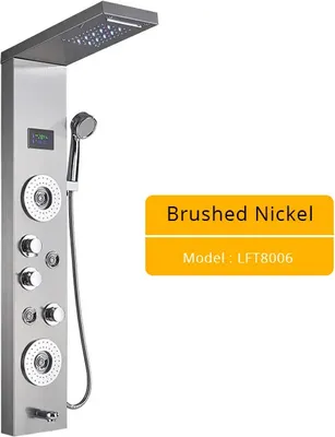 Immagine prodotto di Pannello doccia a LED con luce, display digitale della temperatura, design moderno, 8006 spazzolato