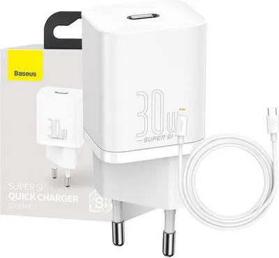 Produktbild von Baseus Super Si 1C Schnellladegert USB Typ C 30W Power Delivery Quick Charge wei (CCSUP-J02)