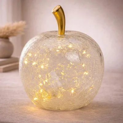 Produktbild von Apfel & 40er LED Licht & Timer Glas Dekoapfel transparent Ø 27 cm