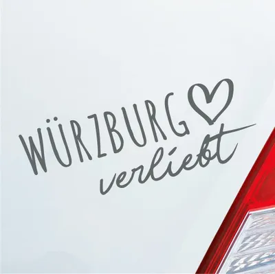 Produktbild von Auto Aufkleber Würzburg verliebt Herz Stadt Heimat Liebe Car 19x7 cm Grau Sticker Heckscheibenaufkleber
