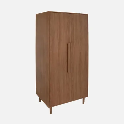 Produktbild von sweeek - Kleiderschrank im Holzlook mit 2 Türen, Regalen und Kleiderstange - Nussbaumfarben