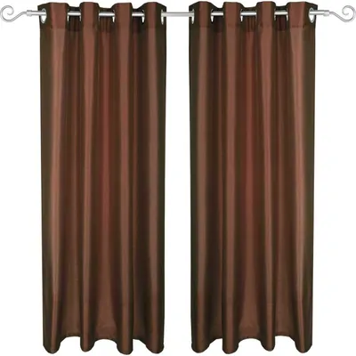 Image de lot de 2 rideaux opaques Alessia avec œillets 140x245cm marron