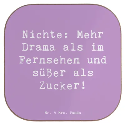 Produktbild von Mr. & Mrs. Panda Tischuntersetzer Spruch Nichte Freude - Lavendeltraum - Geschenk, Coaster, Tassen Untersetzer, für Gläser, Liebe, Süß, Persönlichkeit, Familie, Geschenke