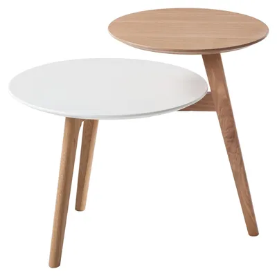Produktbild von home24 Beistelltisch - Eiche Teilmassiv - Eiche / Weiß