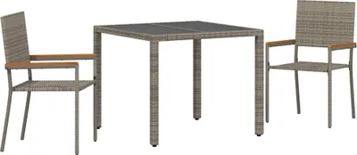 Immagine prodotto di vidaXL Set da pranzo da giardino 3 pezzi grigio e marrone 90 x 90 x 75 cm