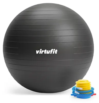 Produktbild von VirtuFit Anti-Burst Fitnessball Pro mit Pumpe - Schwarz - 45 cm