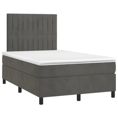 Imagen del producto de Cama con somier y colchón, color gris oscuro, 120x190 cm, tapizada en terciopelo