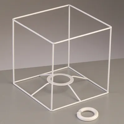 Produktbild von Lampenschirm-Gestell Quadrat - für E14 + E27 15 cm / 15x15 cm weiß