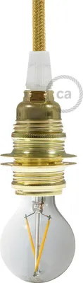 Immagine prodotto di Creative-Cables Kit portalampada E14 in Metallo con Doppia ghiera per Paralume - Conico, Ottone