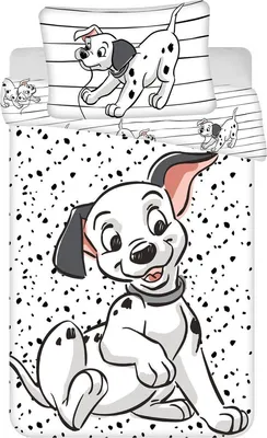 Obrázek produktu pro Disney dětské povlečení 101 Dalmatin Lucky černobílý povlak na peřinu 100x135 cm, povlak na polštář 40x60 cm, 100% bavlna