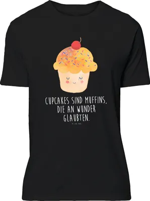 Produktbild von Mr. & Mrs. Panda S T-Shirt Cupcake - Schwarz - Geschenk, Muffin, Cupcakes, Lustige Sprüche, Tshirt, Küche Deko, Print-Shirt, Motivation, Basic-Shirt, oberteil, Koch