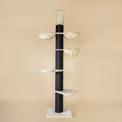 Image de RHRQuality Arbre à chat pour grands chats - Maine Coon Tower Plus - Hauteur : 235 à 255 cm – avec des poteaux en sisal extra-épais de 20 cm - Blackline Créme