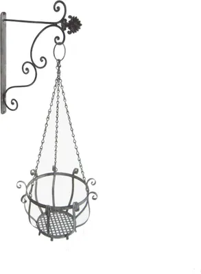 Produktbild von Blumenampel Verena aus Metall mit 3 Ketten, nostalgische Optik, B/H/T 35x70x26 cm, für Innen- & Außenbereich