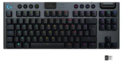 Produktbild von Logitech G915 TKL Tenkeyless LIGHTSPEED Wireless RGB Mechanical Gaming Keyboard - Tastatur - Hintergrundbeleuchtung - USB, Bluetooth, 2.4 GHz - AZERTY - Französisch - Tastenschalter: GL Clicky - Kohle