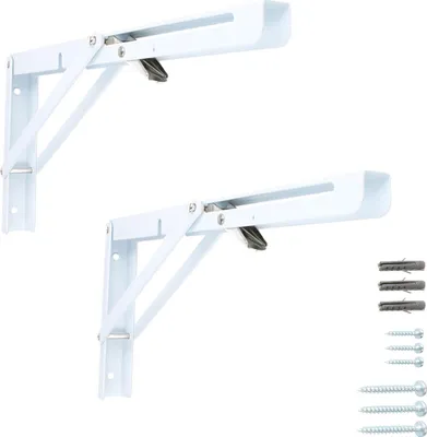 Produktbild von Klappkonsole 1 Paar Regalbodenhalter Klapptischhalterung Klappwinkel Regalträger Weiß 300mm x 155mm