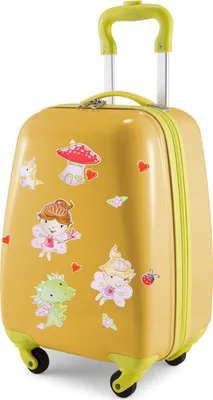 Obrázek produktu pro HAUPTSTADTKOFFER For Kids - dětský kufr, dětské zavazadlo na kolečkách s motivem pohádkových samolepek, dětské dárky pro dívky, malý kufr na kolečkách 24 L, žlutý