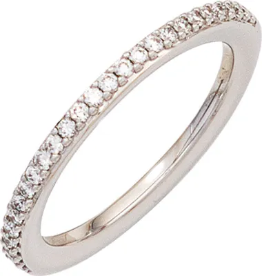 Produktbild von Ring Damenring mit 26 Diamanten Brillanten 585 Gold Weißgold schlicht & edel Innenumfang 54mm  Ø17.2mm