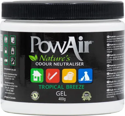 Produktbild von PowAir Gel Geruchskiller Geruchsneutralisierer Geruchsentferner Tropical Breeze Lufterfrischer 400 gr
