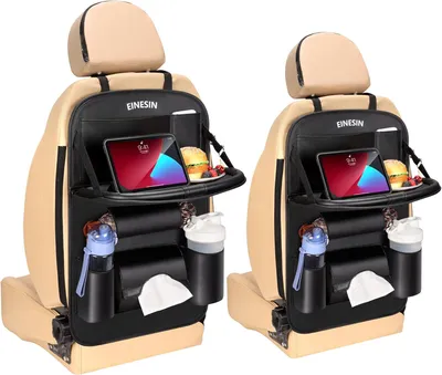 Produktbild von Autositz-Organizer 2 Stück, schwarz Kunstleder, mit klappbarem Tisch, für Kinder