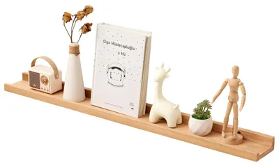 Image de Étagère murale en chêne - Flottante - Bois massif - 90 x 15 cm - Style vintage
