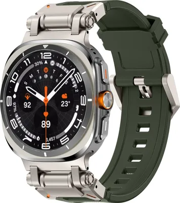 Image de Bracelet en silicone pour Samsung Galaxy Watch Ultra 47 mm avec alliage de titane - Fermoir rapide, vert