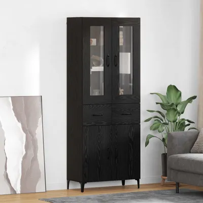 Produktbild von vidaXL Highboard Schwarz Eichen-Optik 69,5 x 34 x 180 cm Holzwerkstoff