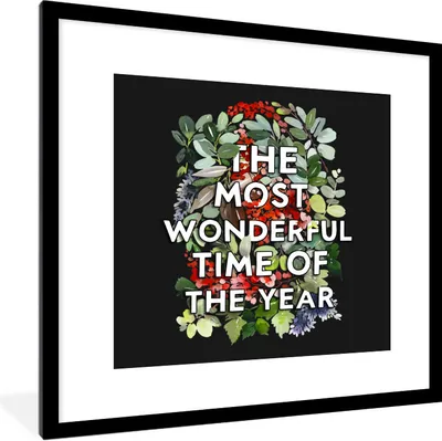 Produktbild von MuchoWow® Gerahmtes Poster Weihnachten - Zitat - Pflanzen 40x40 cm - Poster mit Schwarzem Bilderrahmen Wandposter Rahmen Foto Bilder - Poster - Plakat im Rahmen