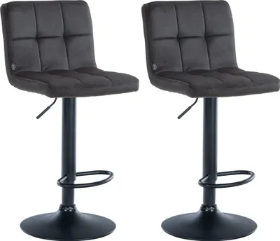 Produktbild von 2er Set Barhocker REZAR - Samt Schwarz 46x47x94 cm Schwarz | Barstuhl Mit Lehne Tresenhocker Tresenstuhl Kneipenhocker Kneipenstuhl