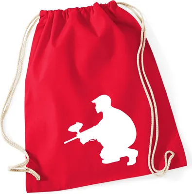 Produktbild von Huuraa Turnbeutel Paintball Silhouette 12 Liter Classic Red Baumwolle Rucksack Geschenkidee
