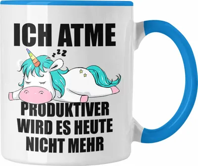 Produktbild von Trendation - Lustige Tasse mit Spruch Mitarbeiterin Einhorn Geschenk Arbeitskollege Frauen (Blau)