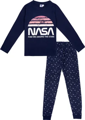 Zdjęcie produktu dla Bawełniana piżama dziecięca NASA - piżama dla dziewczynek z długim rękawem i spodniami 122/128