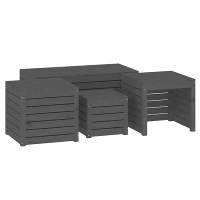 Produktbild von 4-tlg. Gartenbox-Set Grau Massivholz Kiefer