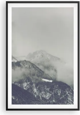 Produktbild von Gerahmtes Poster - Schwarzer Rahmen - Berge Wald Nebel - 61x91,5 cm - Wand Bild - Wanddeko - Wandbilder - Kunstposter - Wandposter - Bilderrahmen - Bilder - Kunstdruck - Wandbild - P2BPA61x91-4270