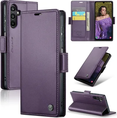 Produktbild von Galaxy A15 Hülle, Leder Brieftasche Kartenfach Schutzhülle mit Standfunktion für Samsung Galaxy A15 5G/4G Lila