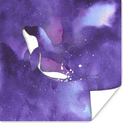 Produktbild von MuchoWow® Poster Orca - Meer - Lila - Aquarell 30x30 cm - Wandposter - Printing