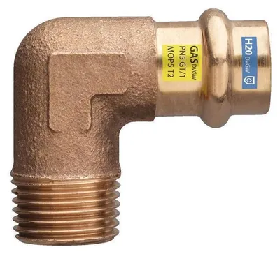 Image de 1/2x18mm Rotguss Pressfitting 90° I/A Kombifitting Frabo DVGW