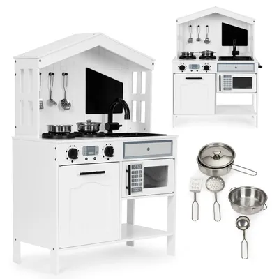Produktbild von Homelux Kinderküche aus Holz, Backofen, Mikrowellenbrenner, Zubehör