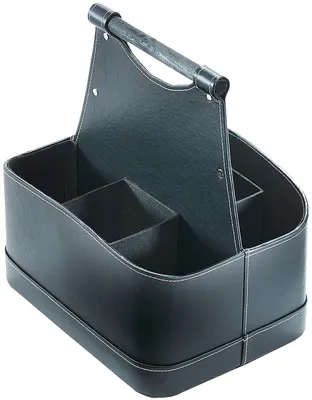 Produktbild von Kobolo košík na láhve - na 6 lahví - Imitace kůže - černý - 32x25x35 - láhev na nápoje - taška s držadlem kuchyňský sklep dárek