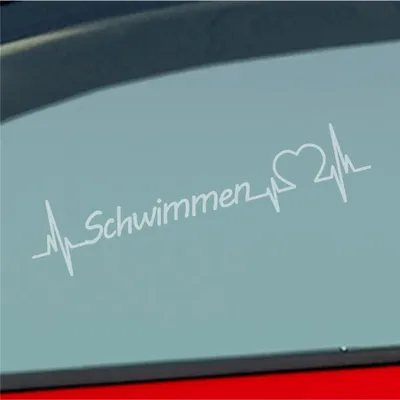 Produktbild von Auto Aufkleber Schwimmen Herzschlag Wassersport Schwimmbad Sport Liebe 19x5 cm Milchglas Sticker Heckscheibenaufkleber