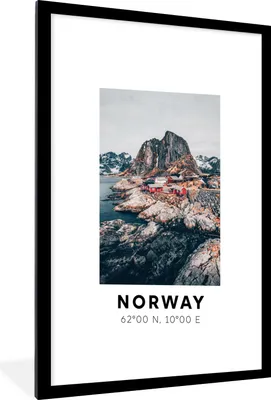 Produktbild von MuchoWow® Gerahmtes Poster Norwegen - Bergen - Skandinavien 60x90 cm - Poster mit Schwarzem Bilderrahmen Wandposter Rahmen Foto Bilder - Dekoration - Wandposter Wohnzimmer - Hochwertig