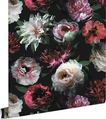 Zdjęcie produktu dla ESTAhome Tapeta kwiaty różowym,czarnymIciemnej zieleni 53 cm x 10.05 m